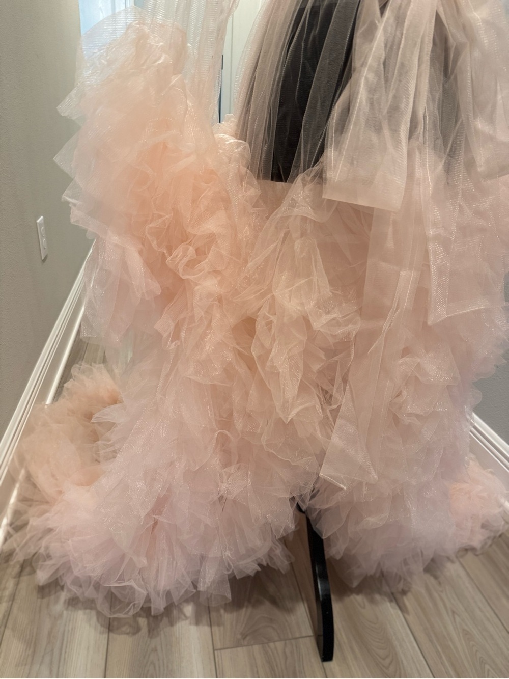 Soft Blush Ruffle Tulle Maxi for Bridal Photoshoot - Picture 9 of 12